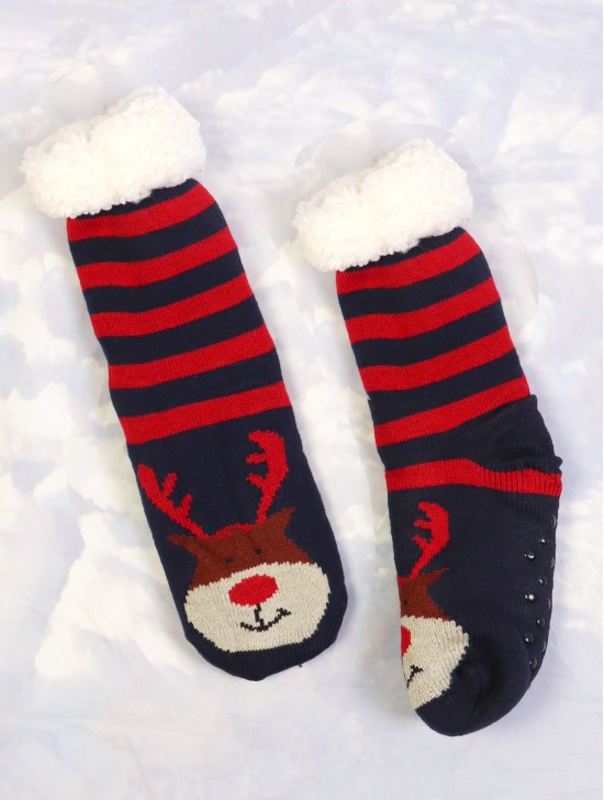 Reindeer and Stripe Indoor Anti-Skid Slipper Socks